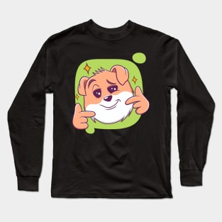 cute dog character facial expression illustration Long Sleeve T-Shirt